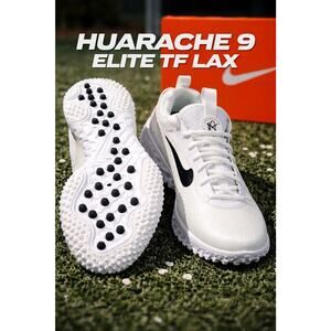 Size 9- Nike Huarache 9 Elite TF LAX Low White Black